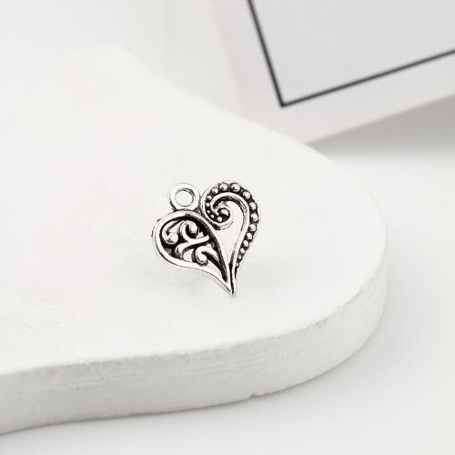 Zinc Alloy Heart Pendler, antik sølv farve forgyldt, du kan DIY, 14x13x3mm, 1400pc'er/KG, Solgt af KG