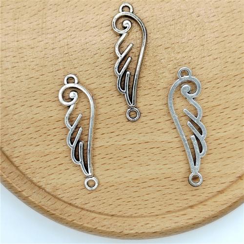 Cink Alloy priključak, Wing Shape, starinski srebrne boje pozlaćen, možete DIY & 1/1 petlje, 8x33mm, 100računala/Torba, Prodano By Torba