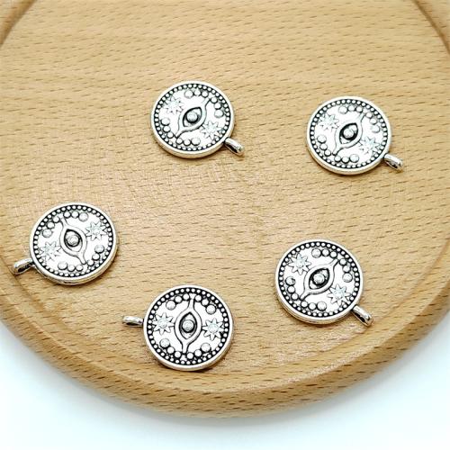 Zinc Alloy Pendants Round antique silver color plated DIY & 1/1 loop Sold By Bag