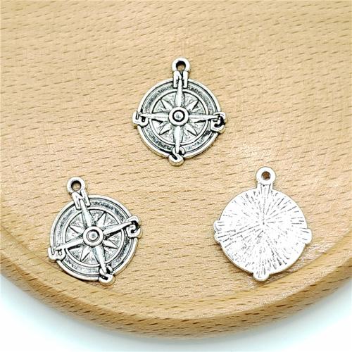 Zinc Alloy Pendants Round antique silver color plated DIY & 1/1 loop Sold By Bag