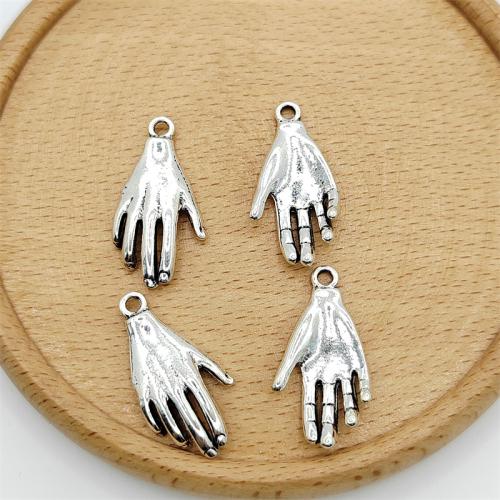 Zinc Alloy Hand Pendants antique silver color plated DIY & 1/1 loop Sold By Bag