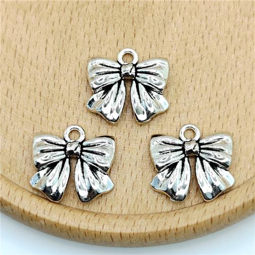 Zinc Alloy Bowknot Pendants antique silver color plated DIY Sold By Bag