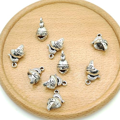 Pingentes de liga de zinco, Capacete, banho de cor prata antiga, DIY, 13x18mm, 100PCs/Bag, vendido por Bag