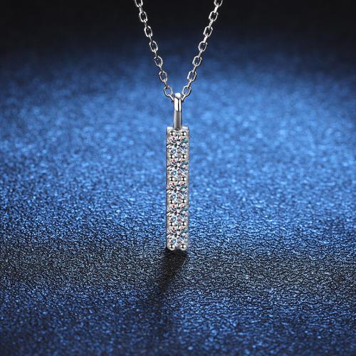 925 de prata esterlina colar, with Moissanite, with 2inch extender chain, para mulher, comprimento Aprox 15.7 inchaltura, vendido por PC