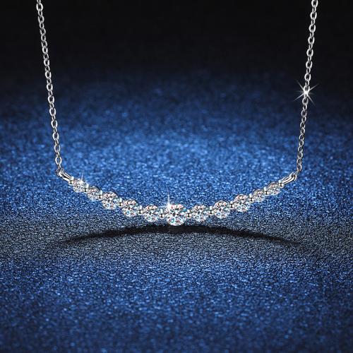 Plata de ley 925 collar, con Moissanite, con 2inch extender cadena, para mujer, longitud aproximado 15.7 Inch, Vendido por UD