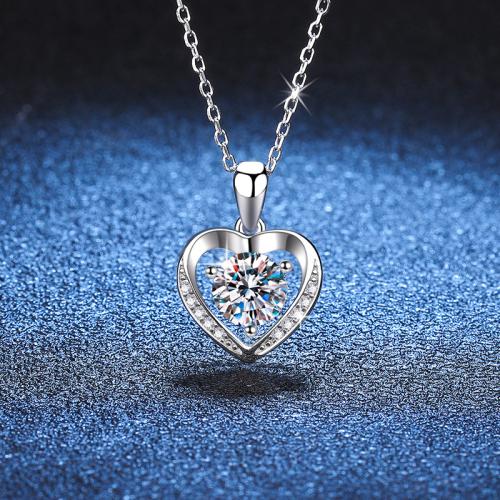 925 Sterling Silver Necklace with 2inch extender chain Heart & oval chain & for woman & hollow Length Approx 15.7 Inch Sold By PC