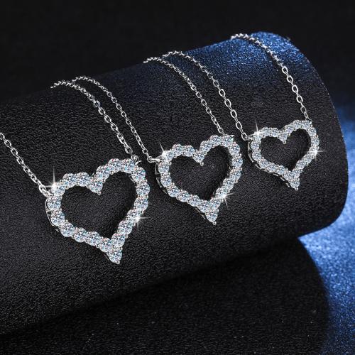 925 Sterling Silver Necklace with 2inch extender chain Heart & for woman & hollow Length Approx 15.7 Inch Sold By PC