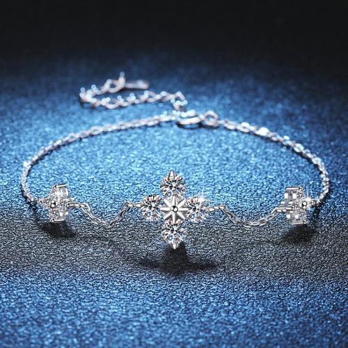 925 Sterling Silver Bracelet with 1.2inch extender chain Four Leaf Clover & for woman Length Approx 6.3 Inch Sold By PC