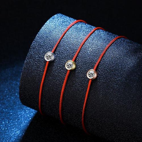 925 sterling zilver Armband, met Moissanite & Textiel binnenwerk Cord, verstelbaar & voor vrouw, meer kleuren voor de keuze, Lengte Ca 6-10 inch, Verkocht door PC