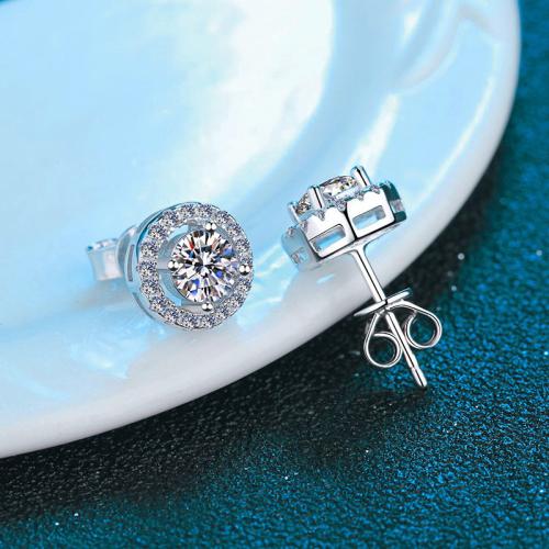 925 sterling silver Stud Earring, Rund, olika stilar för val & för kvinna & ihålig, earring length 5-10mm, Säljs av Par