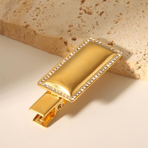 Schnabelspange, 304 Edelstahl, für Frau & mit Strass, goldfarben, 61x23mm, verkauft von PC