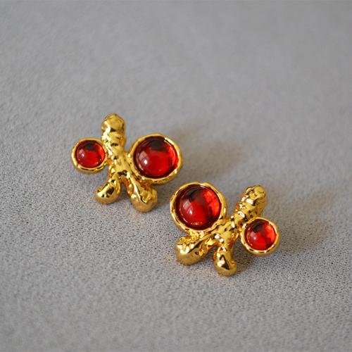 Brass Stud Earring with Glass fashion jewelry & for woman 22mm Sold By Pair