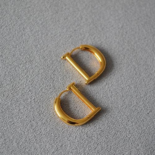 Brass Drop Earring Letter D fashion jewelry & for woman 19mm Sold By Pair