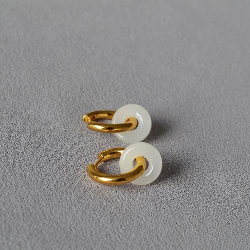 Brass Leverback Earring with Glass fashion jewelry & for woman 16mm Sold By Pair