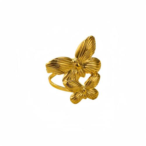 Stainless Steel Finger Ring 304 Stainless Steel Butterfly fashion jewelry & for woman golden Sold By PC