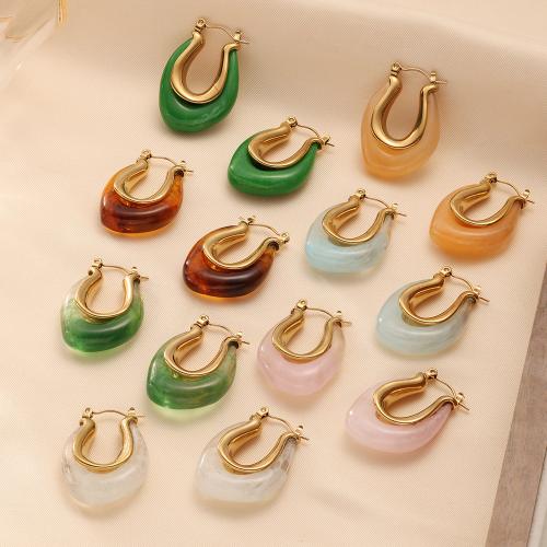 Stainless Steel Lever Back Earring 304 Stainless Steel with Resin fashion jewelry & for woman Sold By Pair