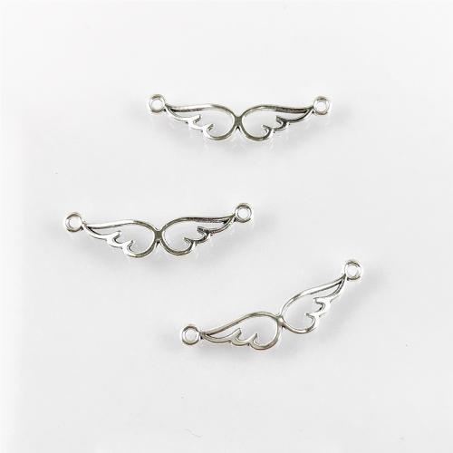 Connecteur en alliage de Zinc animal, forme d'aile, Plaqué de couleur d'argent, DIY & boucle de 1/1, protéger l'environnement, sans nickel, plomb et cadmium, 30x8mm, Trou:Environ 1.5mm, Environ 100PC/sac, Vendu par sac