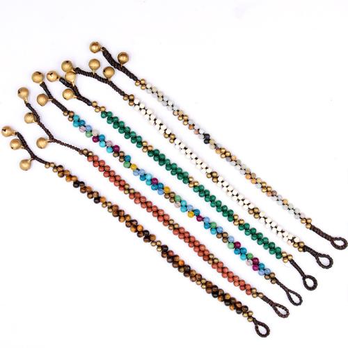 Gemstone Bracelets Natural Stone with Knot Cord & Iron fashion jewelry & Unisex Random Color Length Approx 18-19 cm Sold By PC