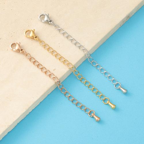 Rozsdamentes acél Extender Chain, 304 rozsdamentes acél, DIY, több színt a választás, 2.80x1mm, Hossz 7 cm, Által értékesített PC