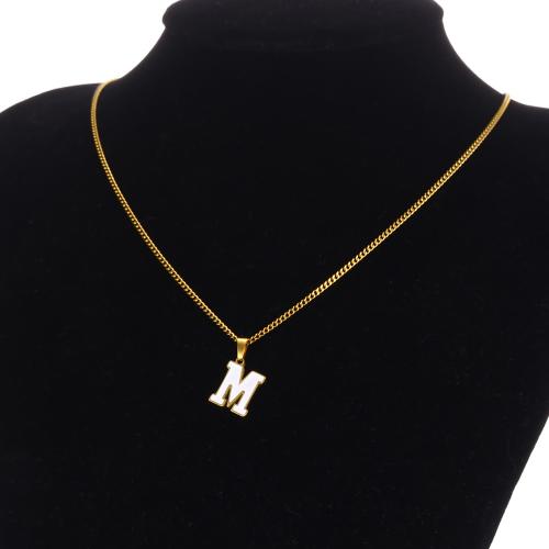 Stainless Steel Jewelry Necklace 304 Stainless Steel with 5cm extender chain Alphabet Letter Vacuum Ion Plating fashion jewelry & letters are from A to Z & for woman & enamel Length Approx 40 cm Sold By PC