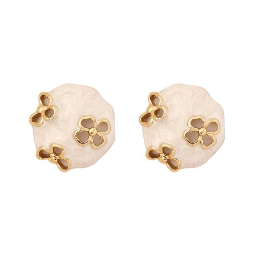 Roestvrij staal Stud Earrings, 304 roestvrij staal, mode sieraden & voor vrouw & glazuur, meer kleuren voor de keuze, 35x35mm, Verkocht door pair