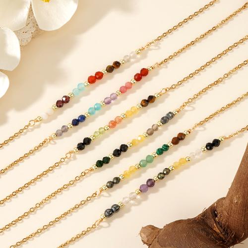 Gemstone Bracelets with Brass gold color plated Adjustable & for woman nickel lead & cadmium free Sold By PC