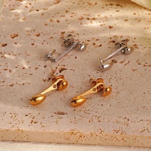 Stainless Steel Stud Øreringe, 304 rustfrit stål, Teardrop, forgyldt, for kvinde, flere farver til valg, Solgt af par