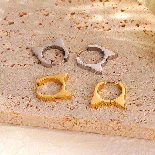 Stainless Steel Huggie Hoop Earring 304 Stainless Steel Cat plated for woman Sold By Pair