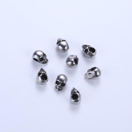 Stainless Steel Beads 304 Stainless Steel Skull plated DIY Sold By PC