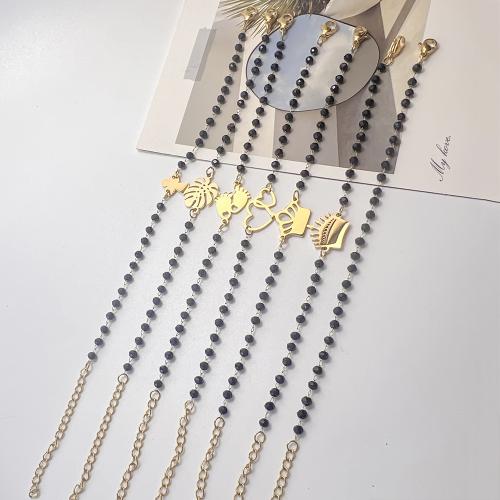 Stainless Steel Jewelry Bracelet 304 Stainless Steel with Glass with 5cm extender chain plated fashion jewelry Length 17 cm Sold By PC