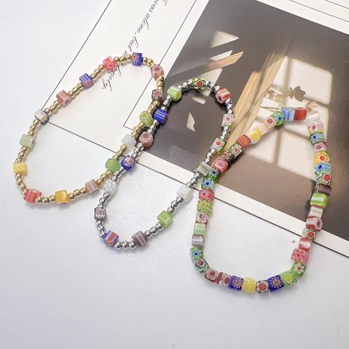 Stainless Steel Jewelry Bracelet 304 Stainless Steel with Lampwork plated fashion jewelry Length 17 cm Sold By PC