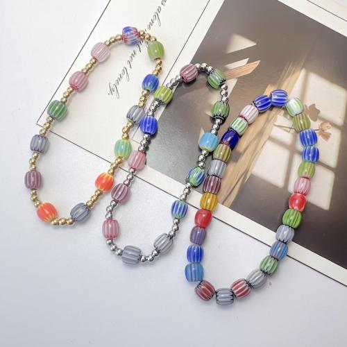 Stainless Steel Jewelry Bracelet 304 Stainless Steel with Lampwork plated fashion jewelry Length 17 cm Sold By PC