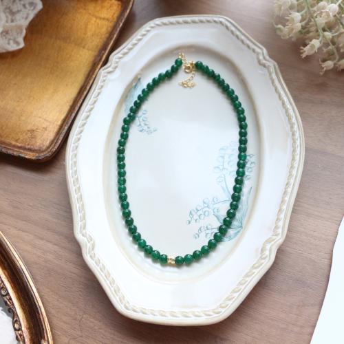 Gemstone Ékszer Nyaklánc, Drágakő, -val 7cm extender lánc, divat ékszerek, zöld, Hossz 38 cm, Által értékesített PC