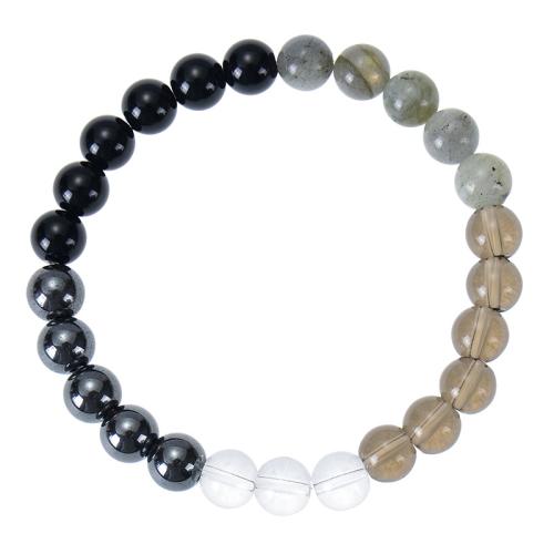 Gemstone Bracelets Natural Stone with Elastic Thread handmade fashion jewelry & Unisex mixed colors Length 6.6-8.5 Inch Sold By PC