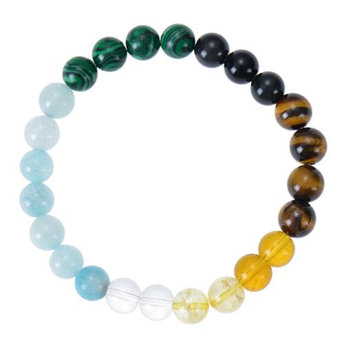 Gemstone Bracelets Natural Stone with Elastic Thread handmade fashion jewelry & Unisex mixed colors Length 6.6-8.5 Inch Sold By PC