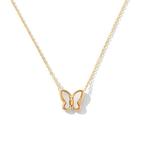 Jewelry Sets Titanium Steel with White Shell with 5cm extender chain Butterfly 18K gold plated fashion jewelry & for woman Length Approx 40 cm Sold By PC