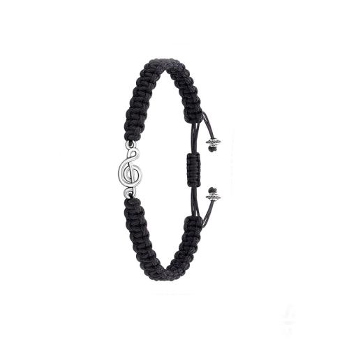 Trendy Wax cord armbanden, 304 roestvrij staal, met Wax, met 3CM extender keten, handgemaakt, uniseks, zwart, Lengte Ca 18 cm, Verkocht door PC