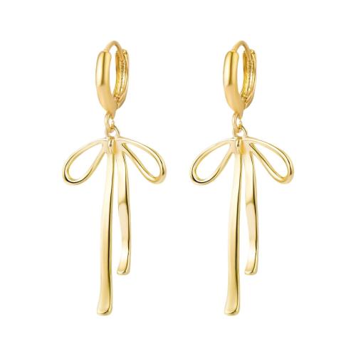 Huggie Hoop Drop Earring Brass Bowknot plated for woman gold Sold By Pair