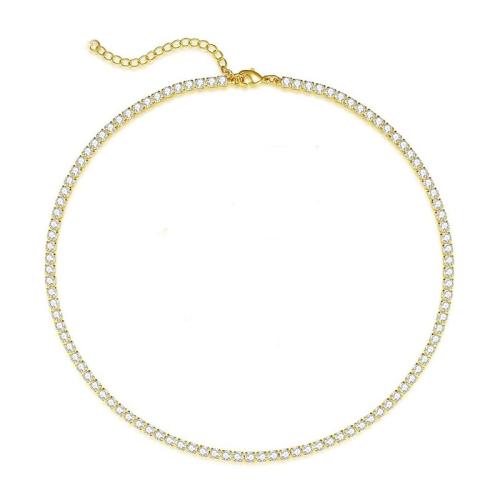 Circón cúbico Micro pavimentar collar de cobre amarillo, metal, chapado, micro arcilla de zirconia cúbica & para mujer, más colores para la opción, longitud aproximado 41-50 cm, Vendido por UD