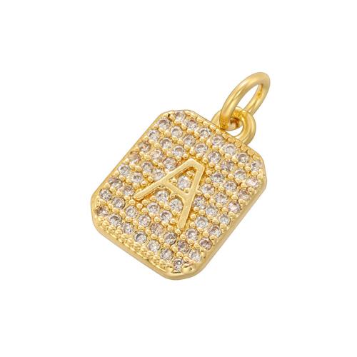 Цирконий Micro Pave латунь подвеска, Латунь, букв, от A до Z & DIY & различные модели для выбора & инкрустированное микро кубического циркония, Много цветов для выбора, продается PC