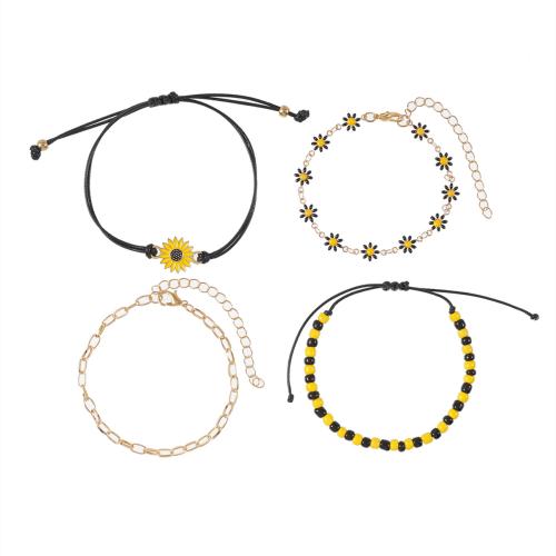 Zinc Alloy Jewelry Sets with Seedbead & iron chain & Wax Cord & Plastic Pearl plated 4 pieces & for woman & enamel Length Approx 16-32 cm Sold By Set