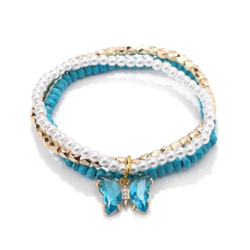 Crystal Bracelets Zinc Alloy with Crystal & Plastic Pearl handmade for woman & with rhinestone Sold By Set