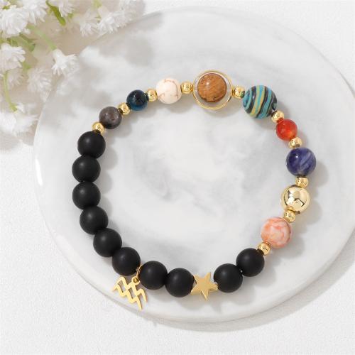 Gemstone Bracelets Zinc Alloy with Gemstone handmade Zodiac symbols jewelry & Unisex Sold By PC