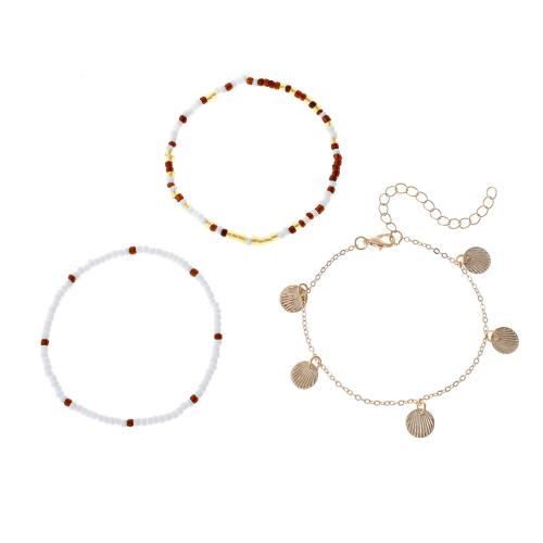 Zinc Alloy Jewelry Sets with Seedbead plated three pieces & for woman golden Sold By Set