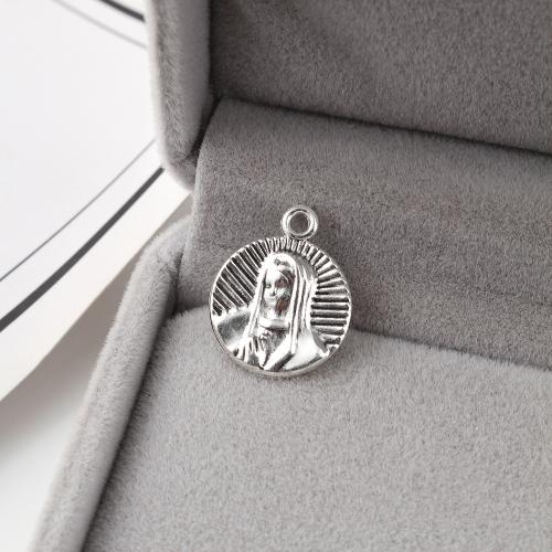 Zinc Alloy Pendants Round antique silver color plated DIY Sold By KG