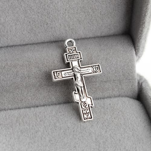 Sinkkiseos Cross Riipukset, Ylittää, antiikki hopea päällystetty, tee-se-itse, 16x2x28mm, 750PC/KG, Myymät KG