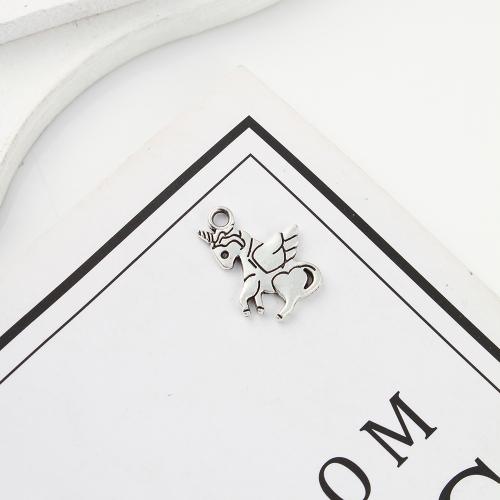 Zinc Alloy Animal Pendants Unicorn antique silver color plated DIY Sold By KG