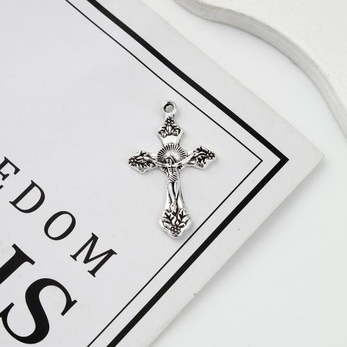 Zink Alloy Cross Hängen, antik silver pläterad, DIY, 20x3x33mm, 500PC/KG, Säljs av KG