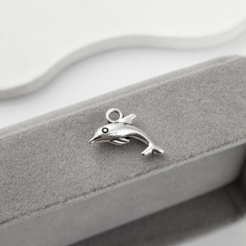 Zinc Alloy Animal Pendler, Dolphin, antik sølv farve forgyldt, du kan DIY, 16x3x12mm, 850pc'er/KG, Solgt af KG