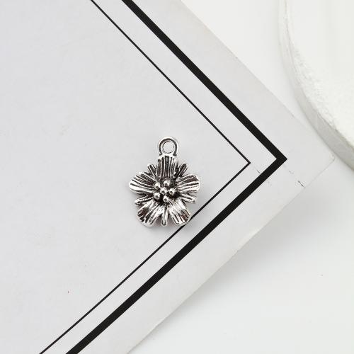 Zinc Alloy Flower Pendler, antik sølv farve forgyldt, du kan DIY, 14x4x17mm, 750pc'er/KG, Solgt af KG